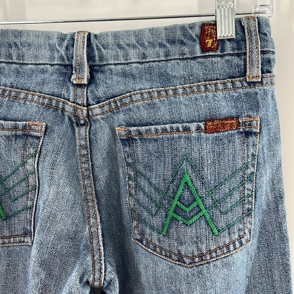 VINTAGE 7 FOR ALL MAMKIND LOW RISE FADED JEANS 28 BOOTCUT LIGHT FLARE - Picture 4 of 7